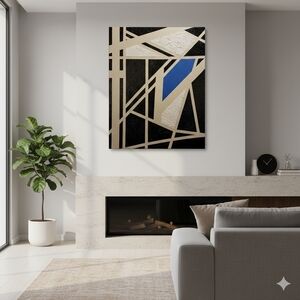 HANDCRAFTED Abstract Painting HANDPAINTED Artwork Wall Art Decor Black White